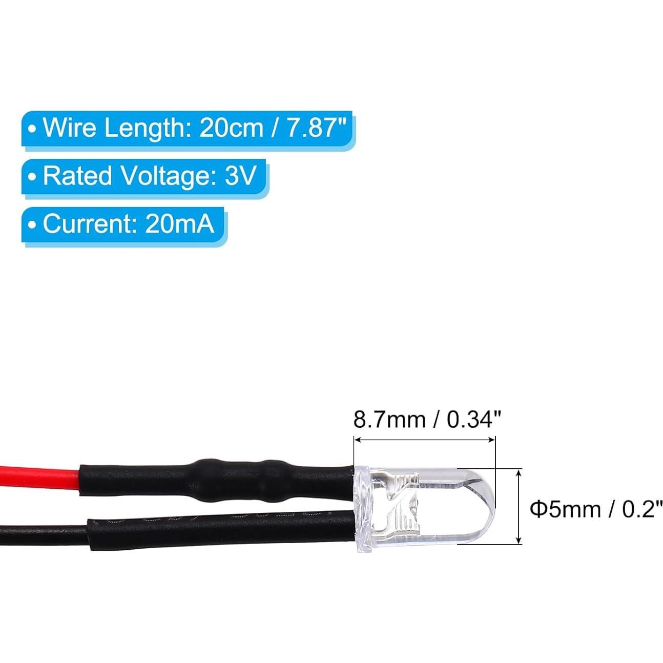 Diodos LED 5mm PATIKIL Luz Blanca Cálida 20 Pcs 3V