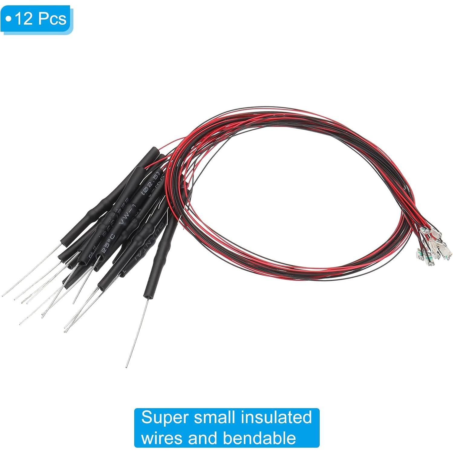LED Micro Pre-cableado PATIKIL 1206 Rojo 12 Pcs 3-6V