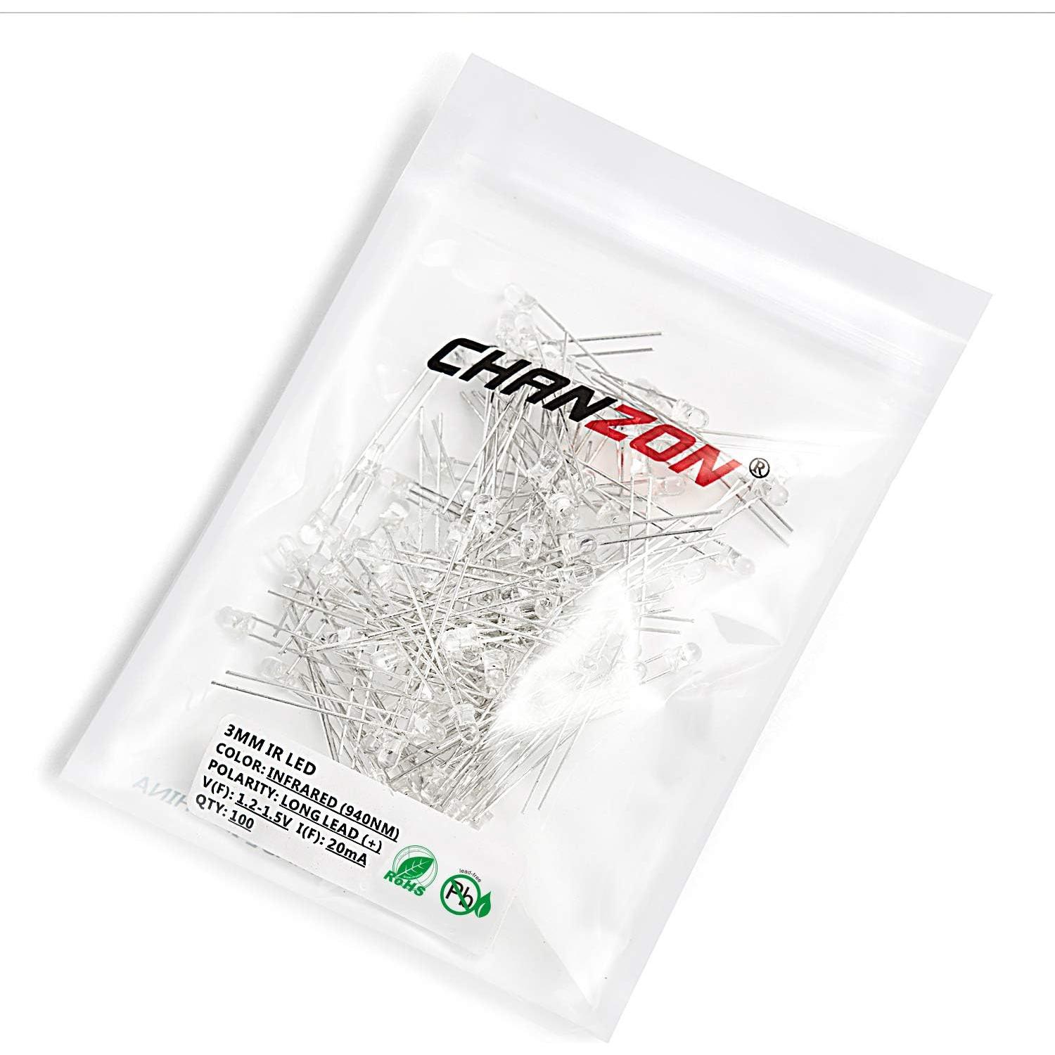 Diodo LED Infrarrojo 940nm CHANZON 100 Piezas 3mm