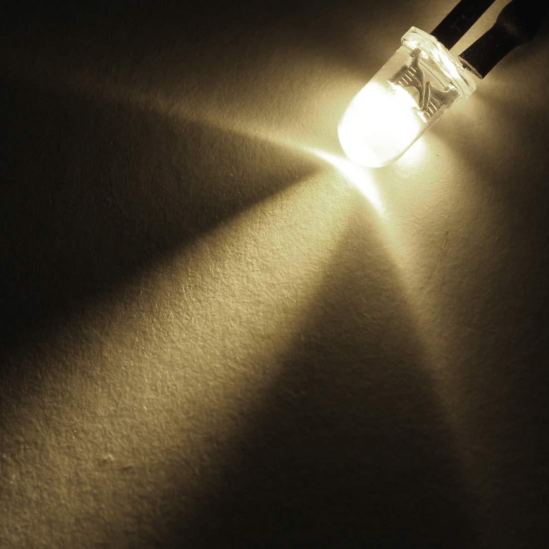 10 LEDs Pre Cableados 3mm uxcell Blanco Cálido DC 24V 20cm