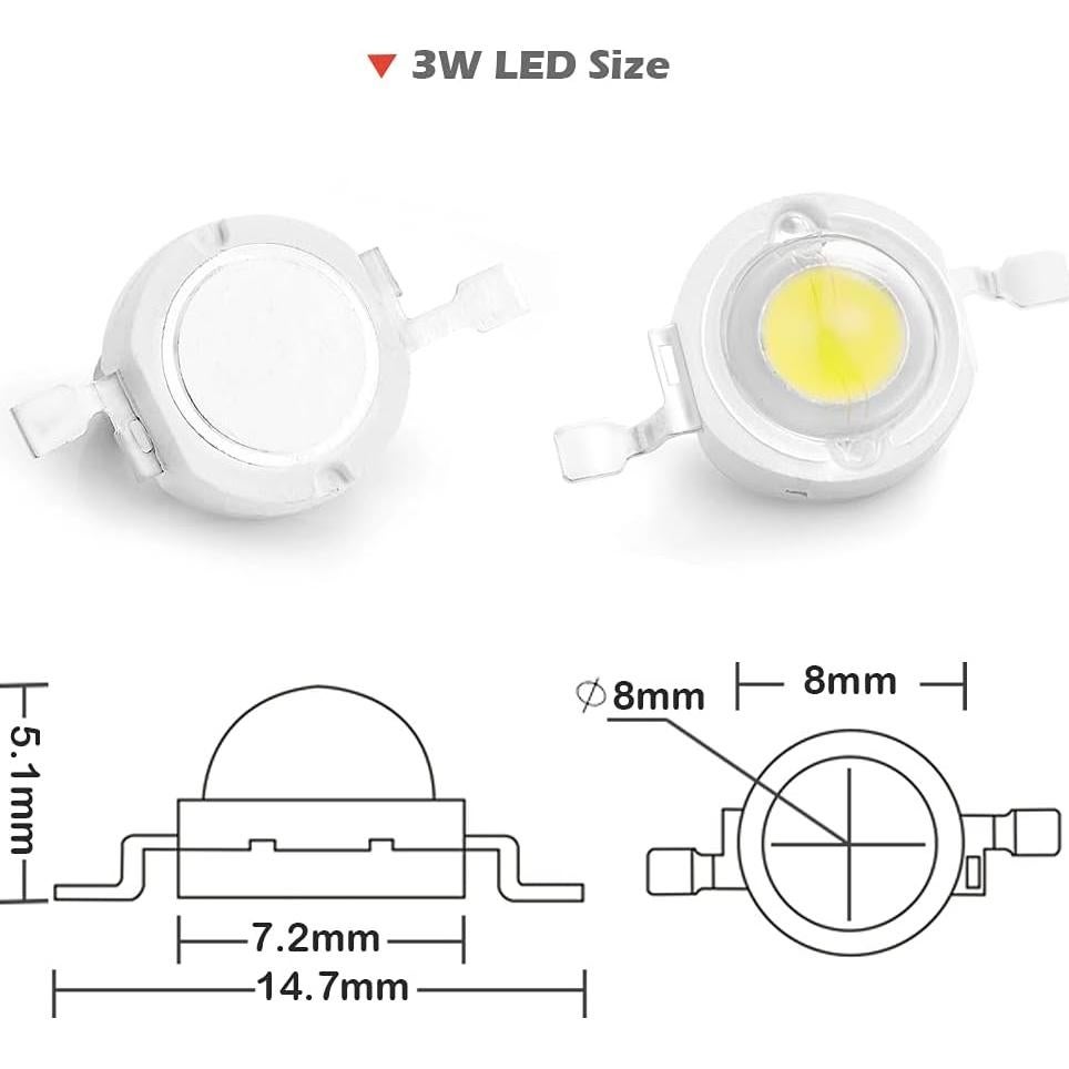 Chip LED Chanzon 10 Pcs 3W Blanco 6000K-6500K 280LM