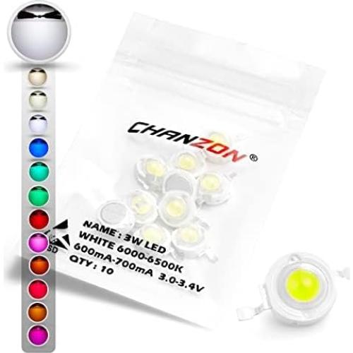 Chip LED Chanzon 10 Pcs 3W Blanco 6000K-6500K 280LM