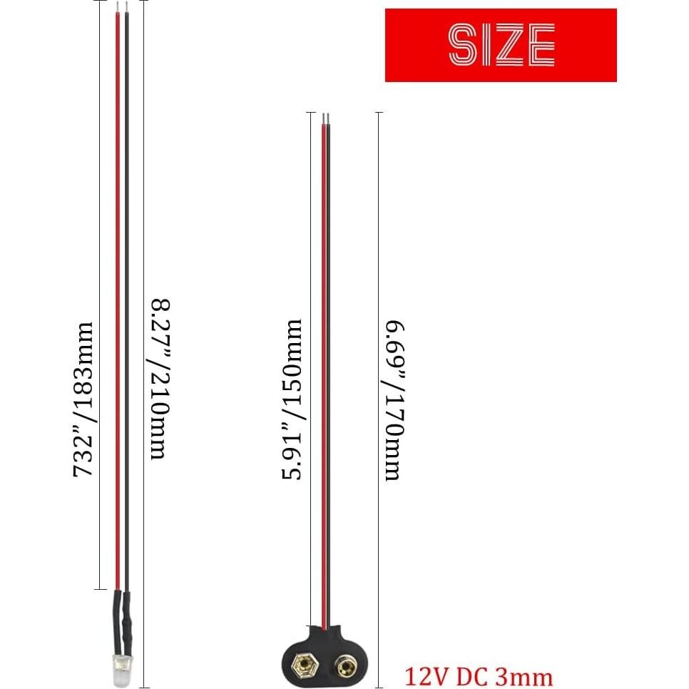 XINGYHENG 70 Pcs Diodos LED 5mm Pre Cableados 12V Mezcla Colores