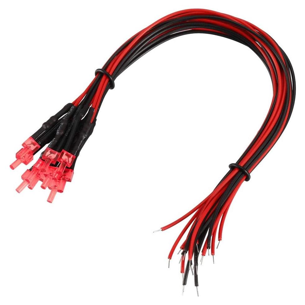 20 Piezas LED Pre-Cableados 2mm Rojo uxcell DC 6-12V