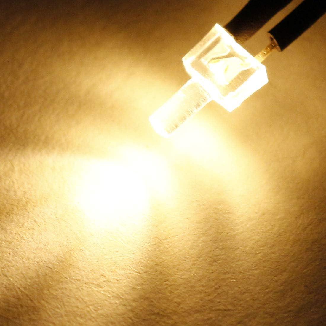 10 LEDs Pre-cableados uxcell 2mm Blanco Cálido DC 6-12V