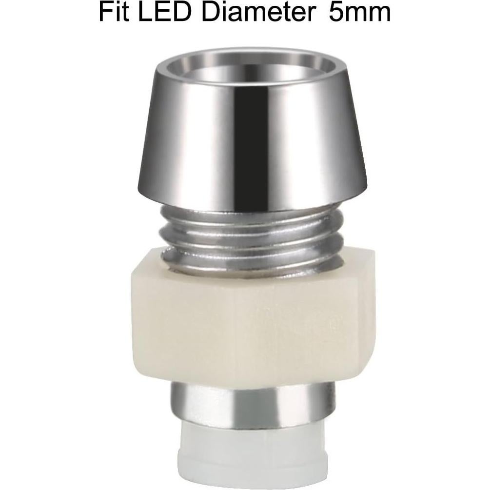 Portalámparas LED 5mm uxcell 100pcs Cromado Montaje en Panel