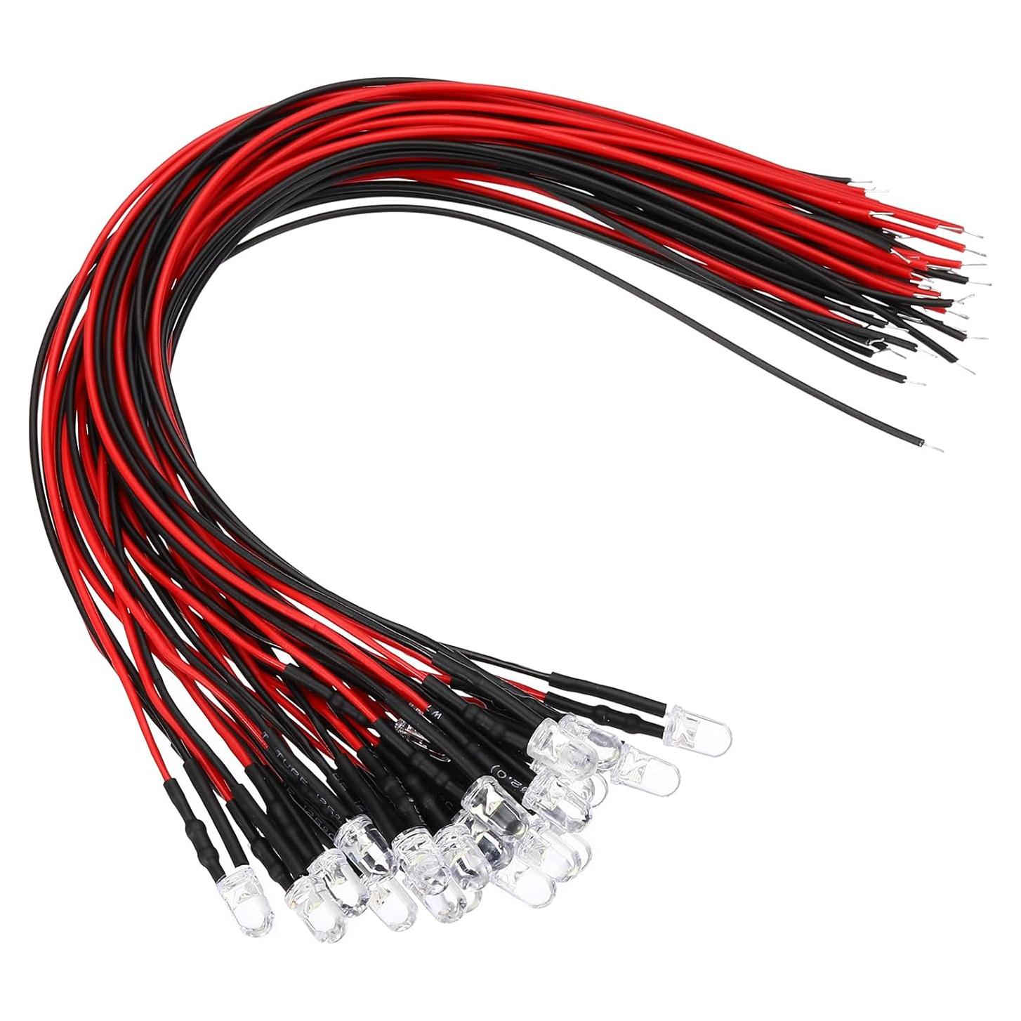 Diodos LED 5mm PATIKIL 24 Pcs 24V Luz Blanca Pre Cableados