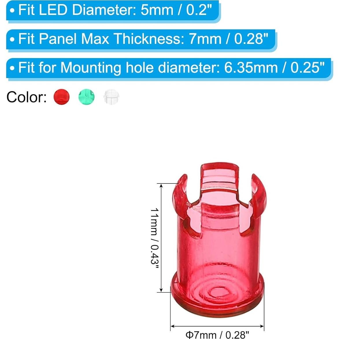 Tapa de Diodo LED 5mm PATIKIL 30 Piezas Multicolor