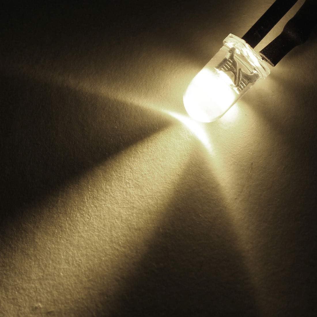 20 Piezas LED 3mm Pre Cableados uxcell Blanco Cálido 20cm