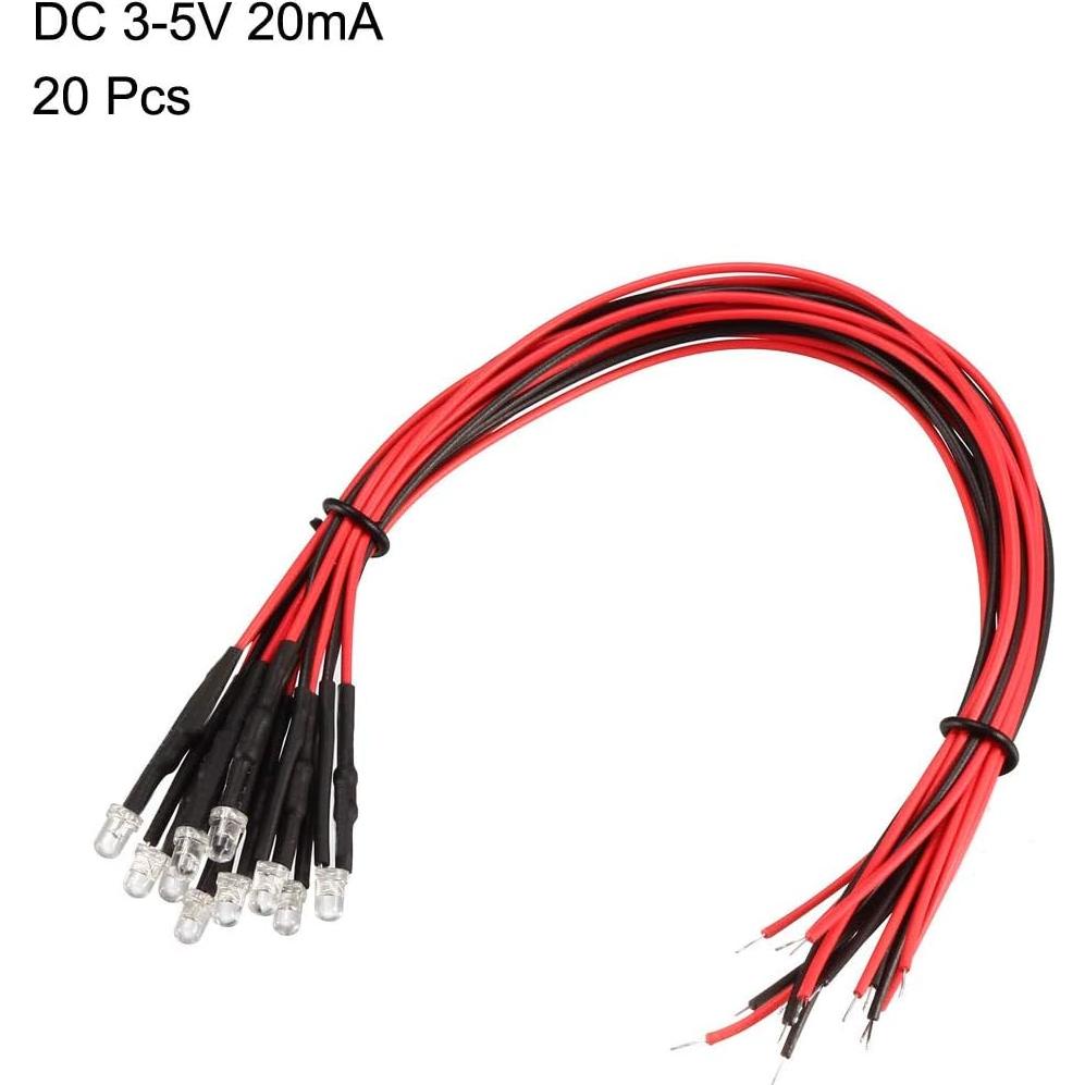 20 LEDs Pre Cableados 3mm uxcell RGB Parpadeo Lento 20cm