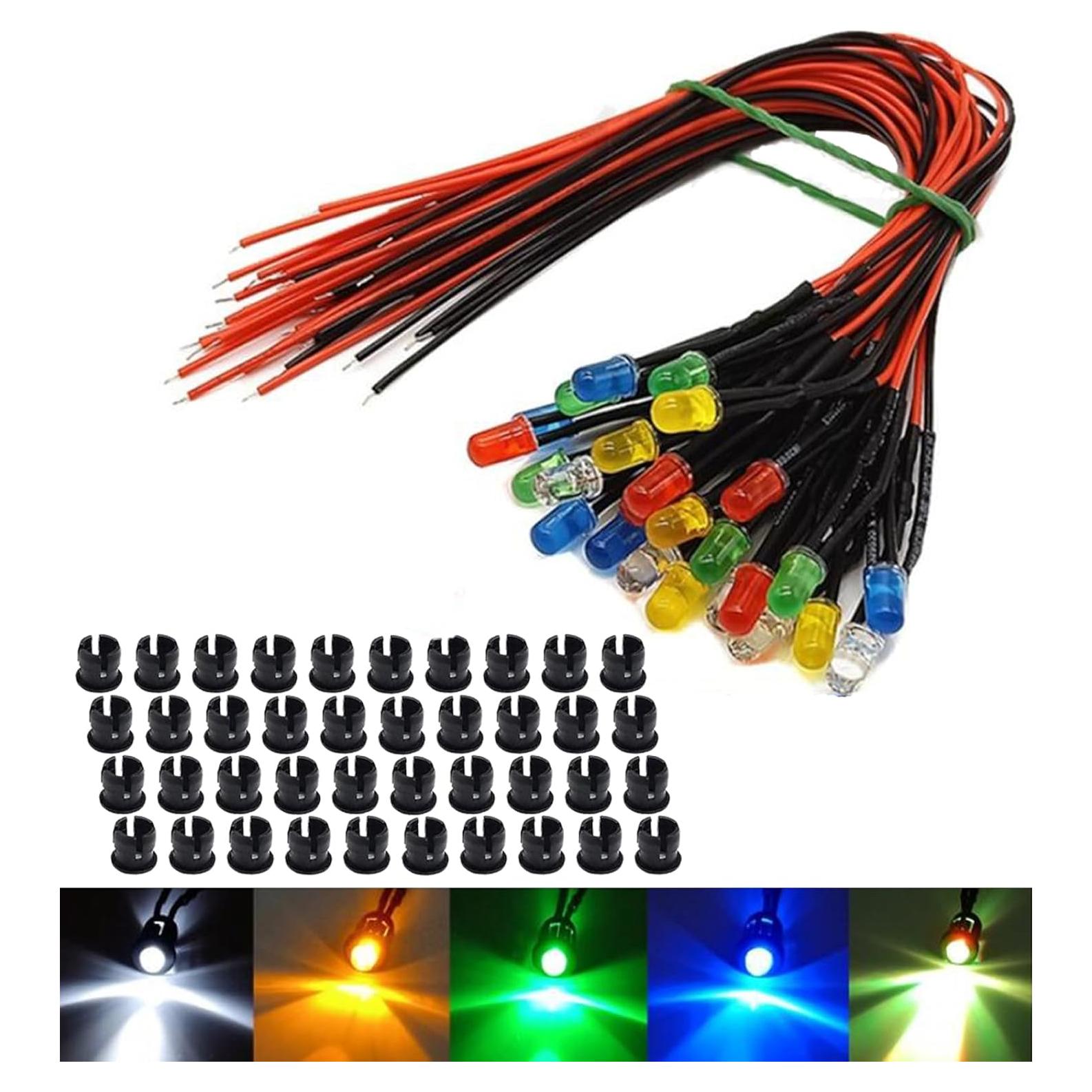 Kit de 80 luces LED pre cableadas 3MM 3V 8 colores con soportes