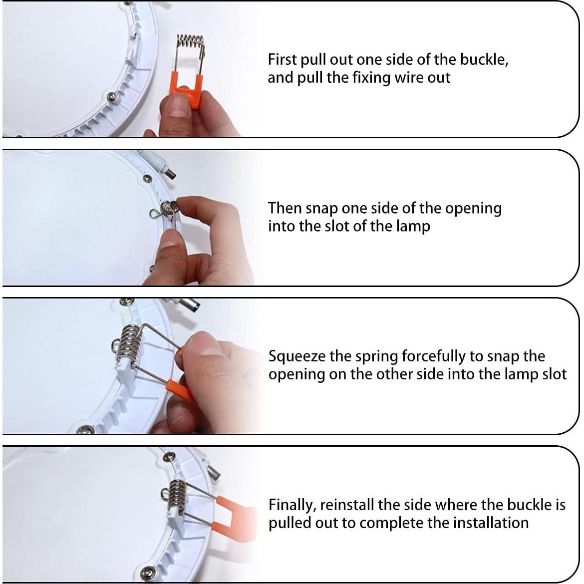 10 Clips de Resorte para Lámpara LED DGHAOP - Acero Naranja