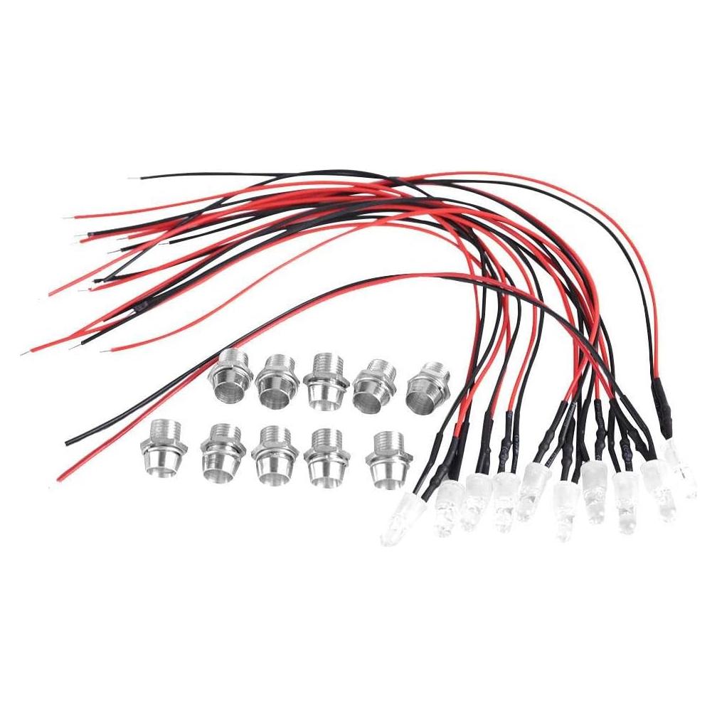 Kit de 10 Diodos LED Pre-Cableados 12V 8mm Blanco y Colores