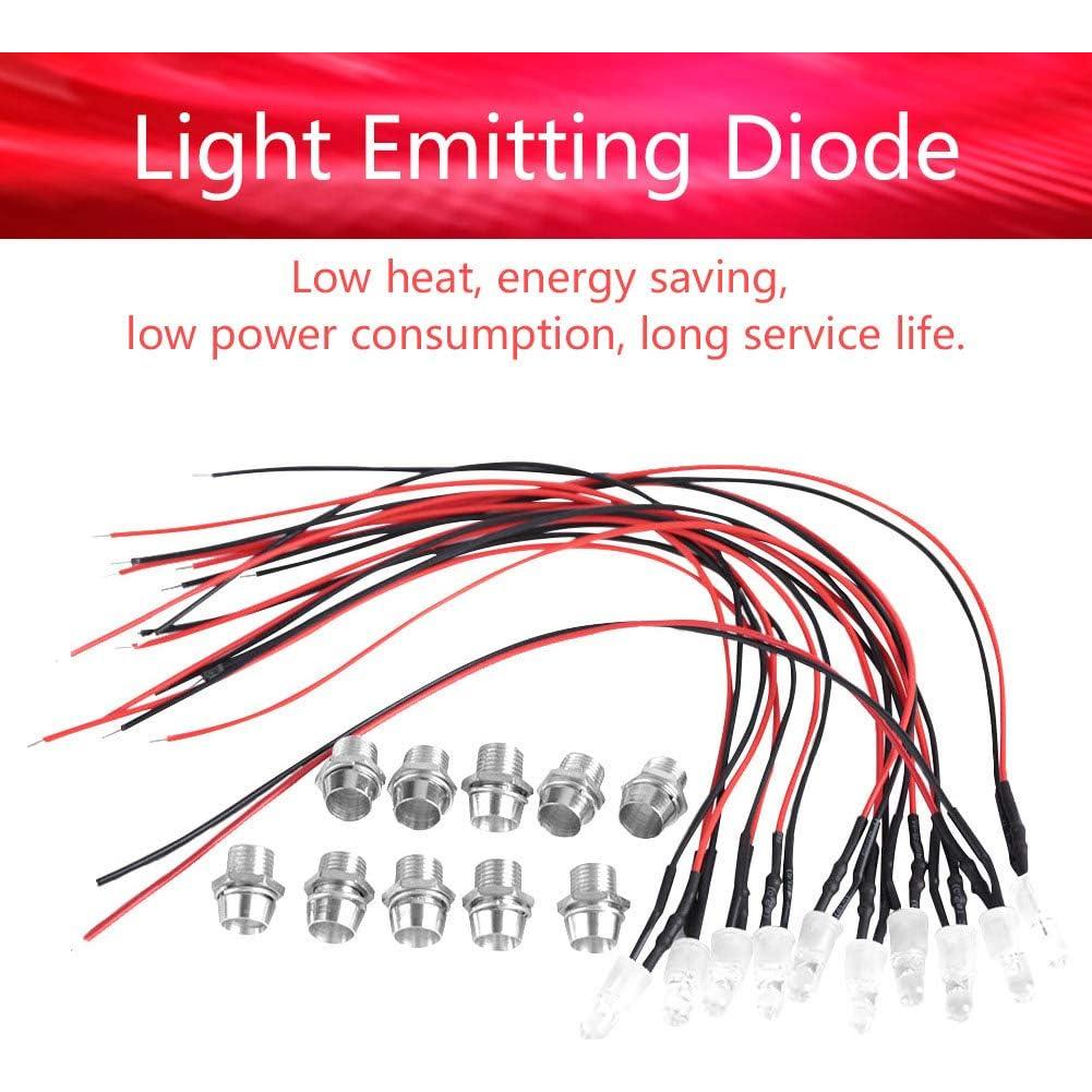 Kit de 10 Diodos LED Pre-Cableados 12V 8mm Blanco y Colores