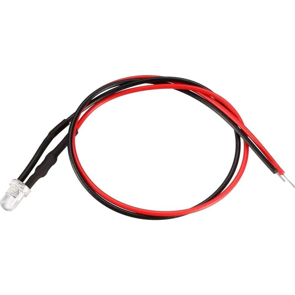 20 LEDs Pre Cableados 3mm Rosa uxcell - 20cm DC 3-5V
