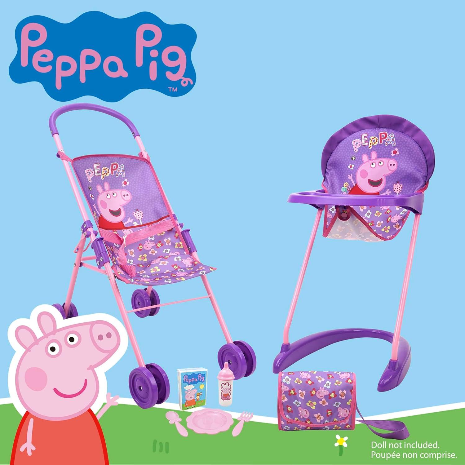 Set Peppa Pig Paseo y Alimentación 8 Piezas - Morado/Rosa
