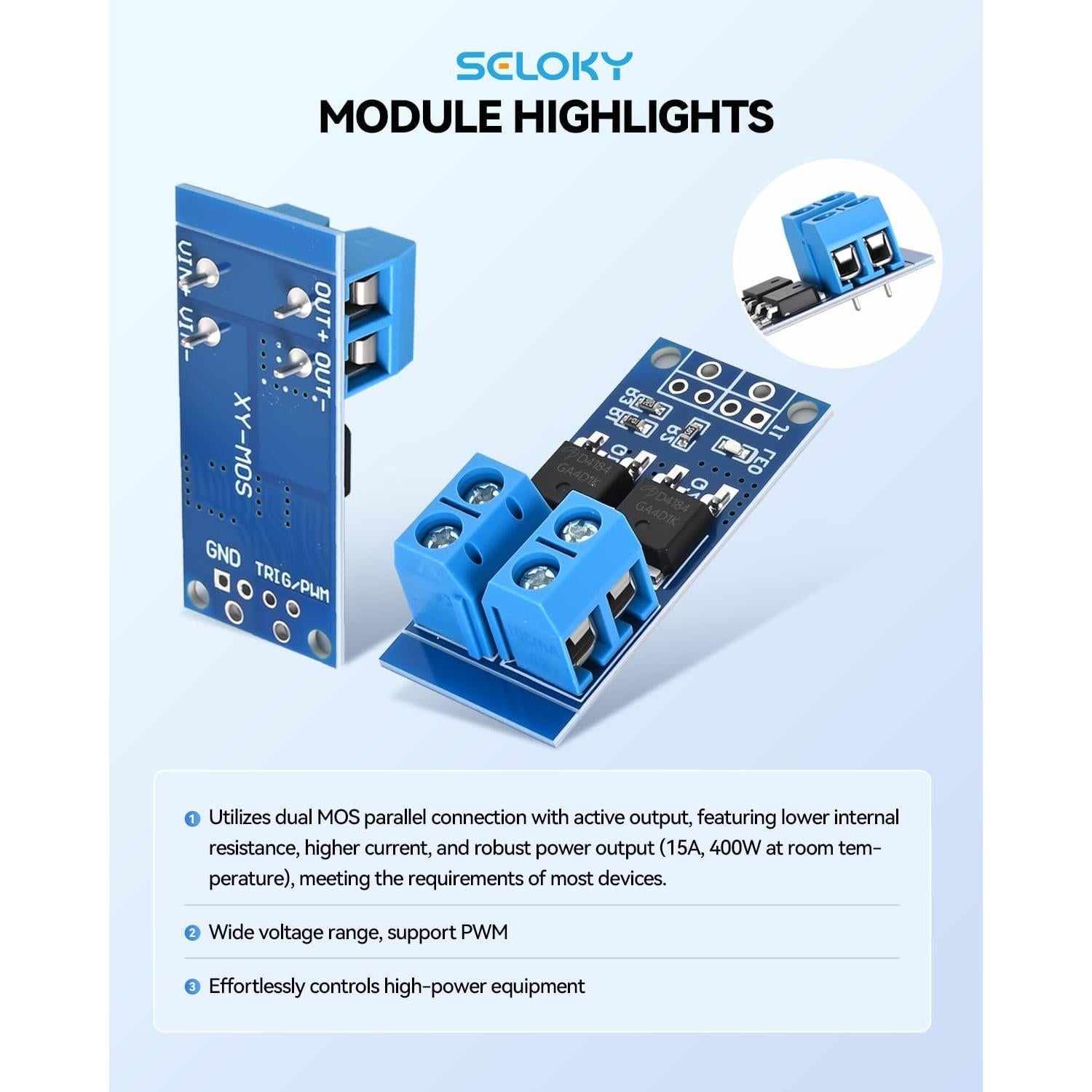 Módulo Controlador de Velocidad MOSFET Seloky 6PCS 15A 400W