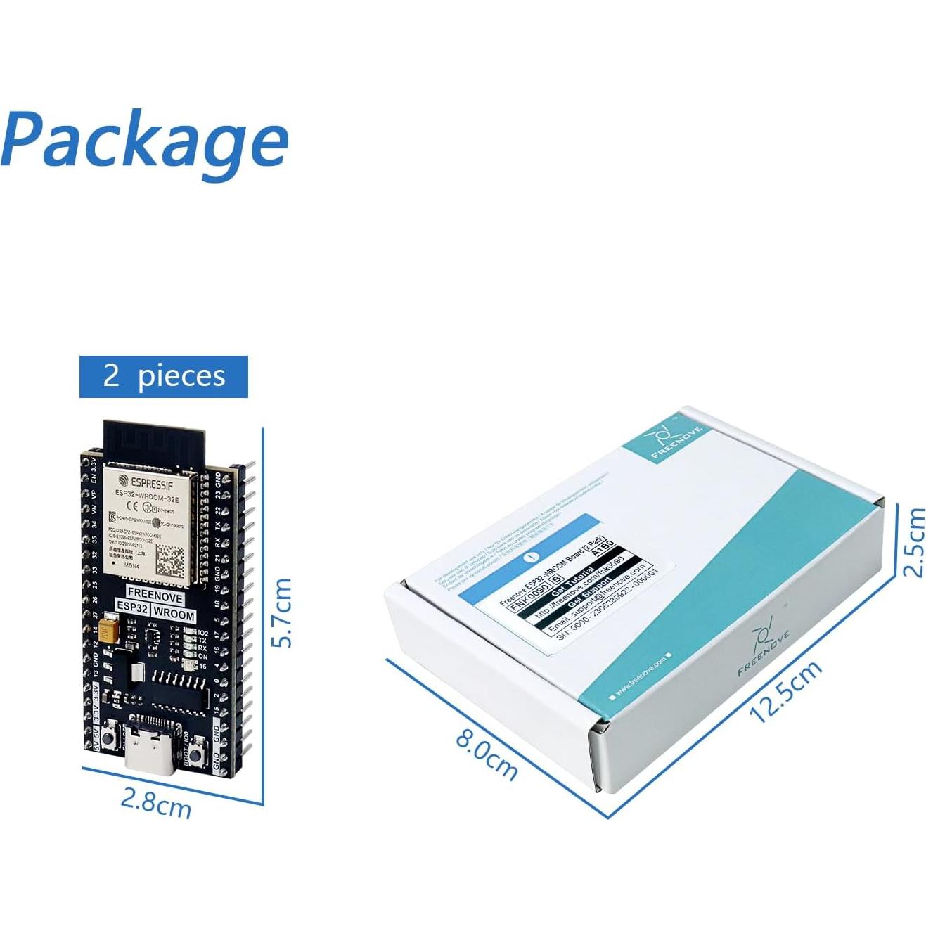 FREENOVE ESP32-WROOM Placa Doble Núcleo 240 MHz 2 Paquete