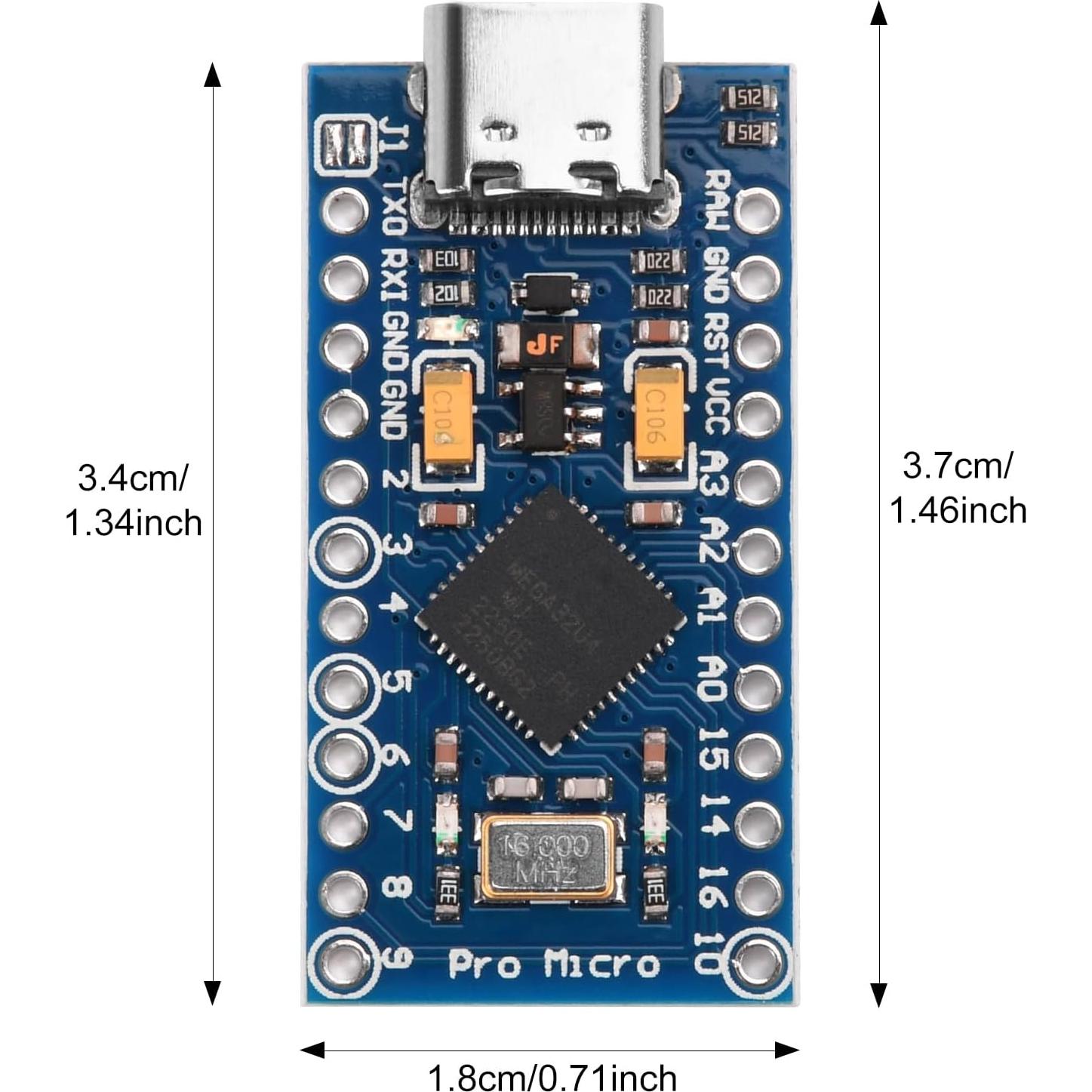 Placa de Desarrollo FORIOT Pro Micro Atmega32U4 Tipo-C 5V