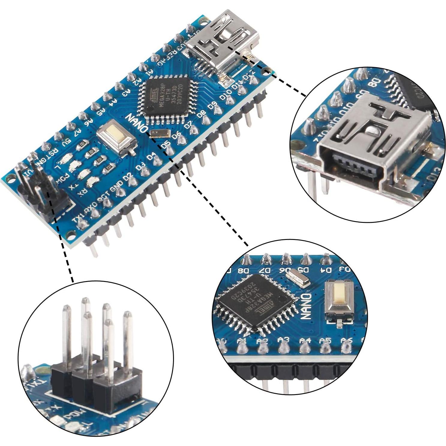2 Placas Nano DORHEA ATmega328P con Cable USB 5V 16MHz