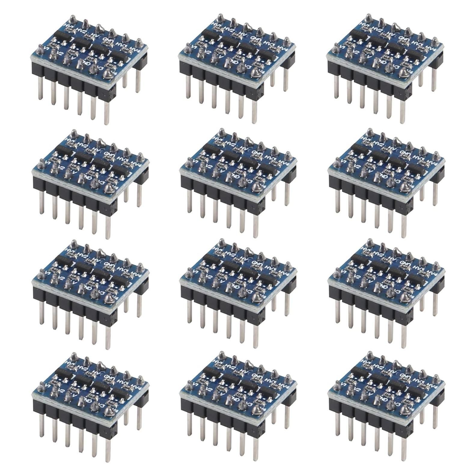 12pcs Convertidor de Nivel Lógico Bidireccional 4 Canales JUZITAO 3.3V a 5V