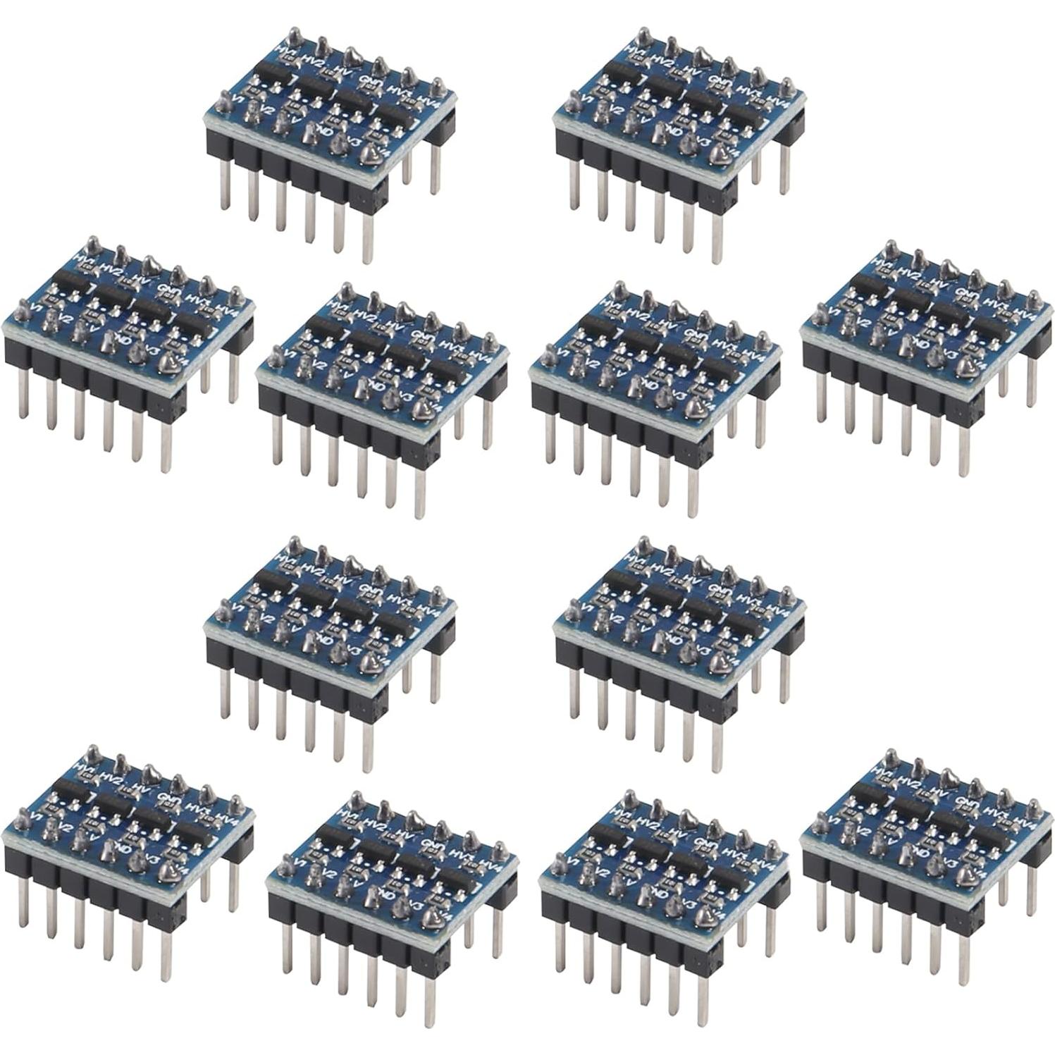 12pcs Convertidor de Nivel Lógico Bidireccional 4 Canales JUZITAO 3.3V a 5V