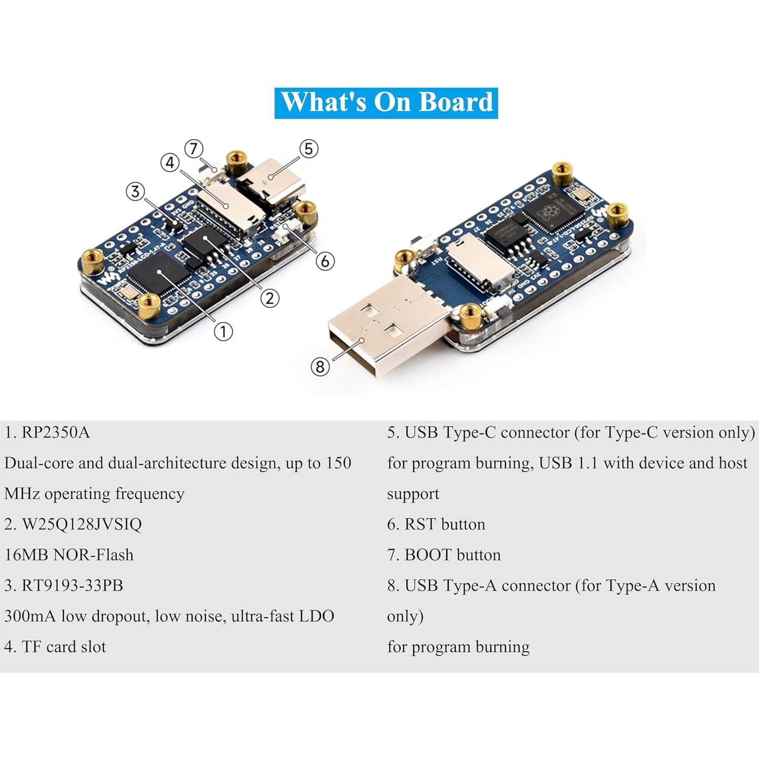 Placa de Desarrollo UeeKKoo RP2350 LCD 1.47" 172x320 RGB
