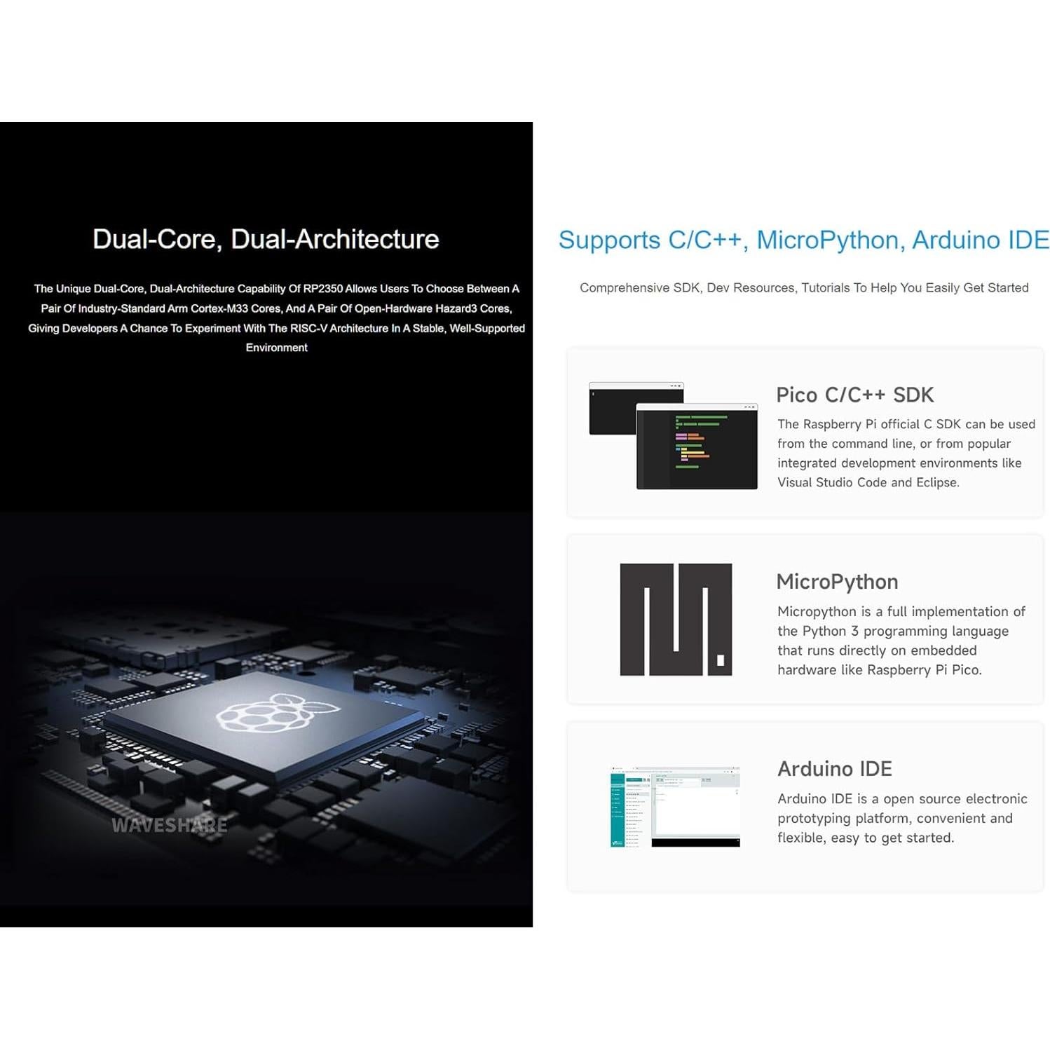 Placa MCU Waveshare RP2350 con Pantalla Táctil 1.69"