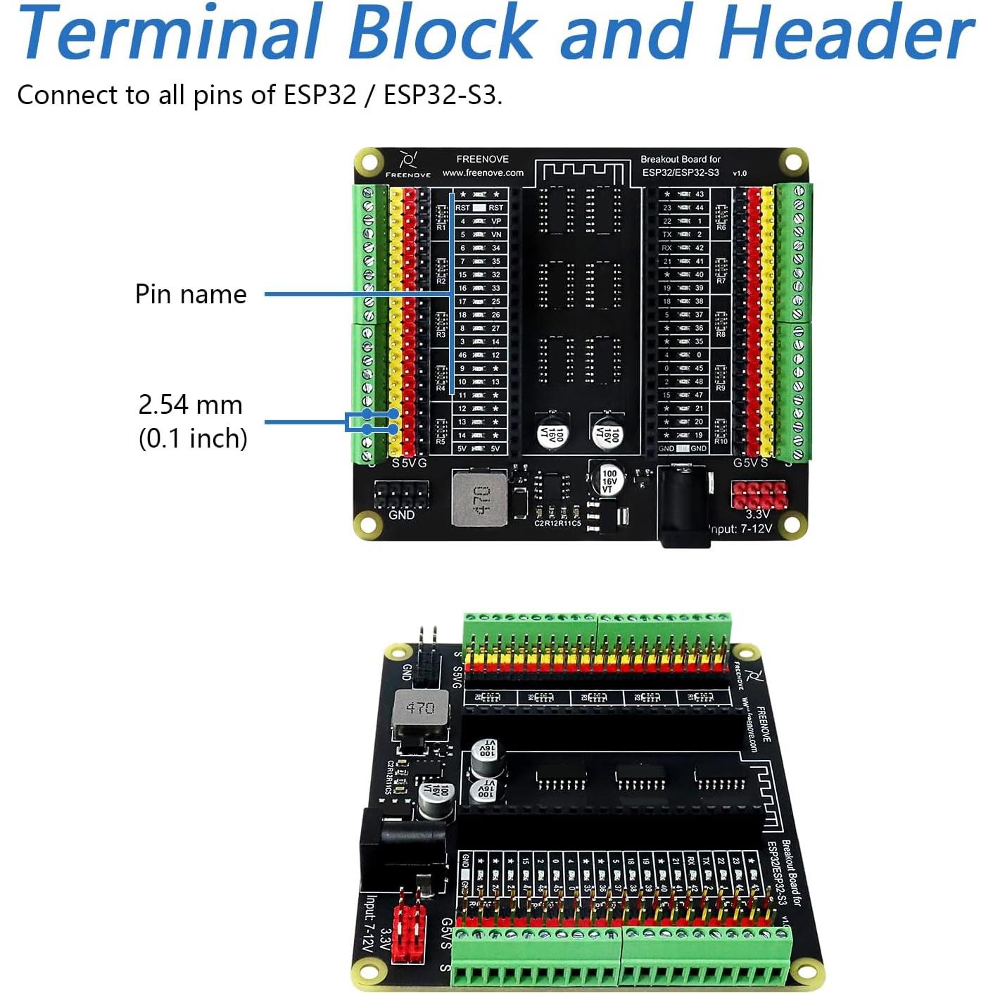 Placa de Expansión Freenove para ESP32/S3 con Salidas 5V y 3.3V