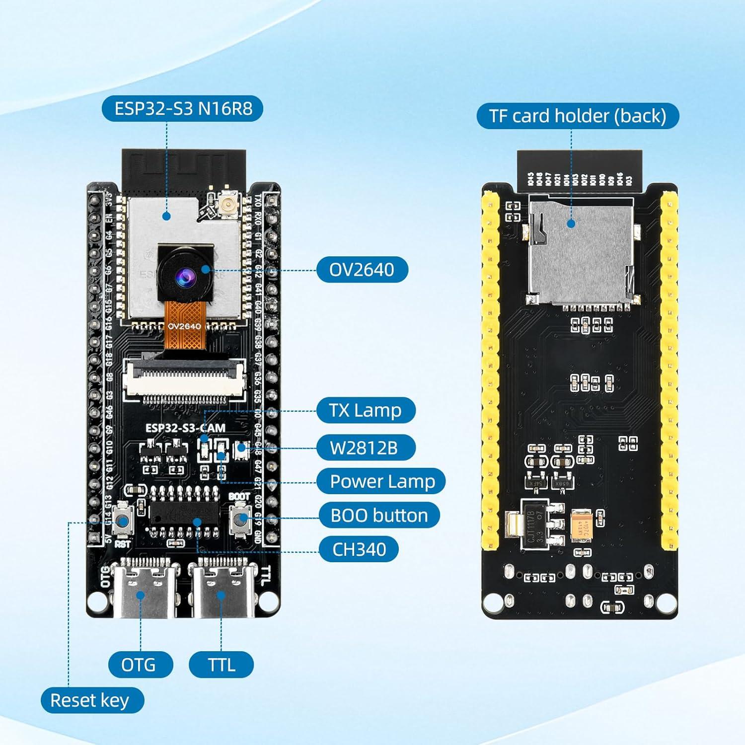 Placa de Desarrollo ESP32-S3-CAM FORIOT con Cámara 2MP