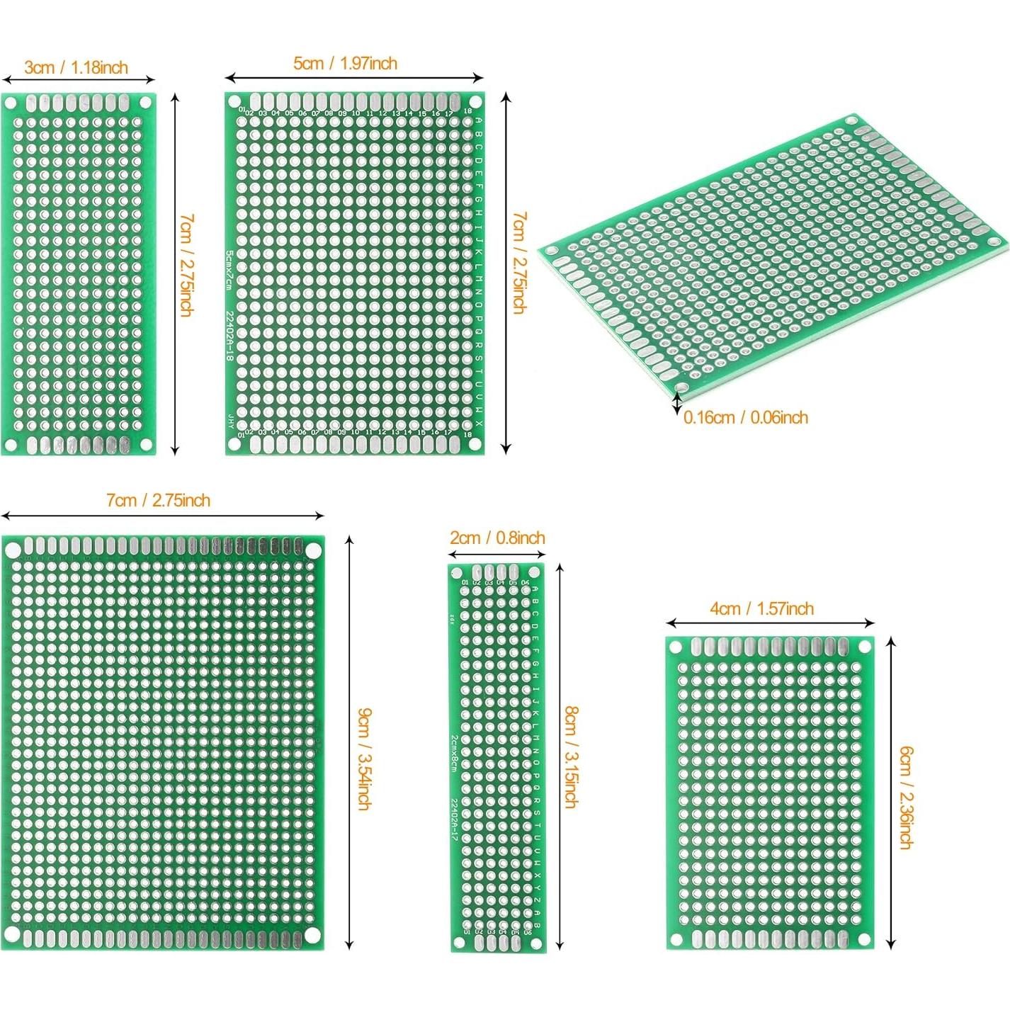 Kit de Tableros de Circuito PCB Deyue 40 Piezas 5 Tamaños