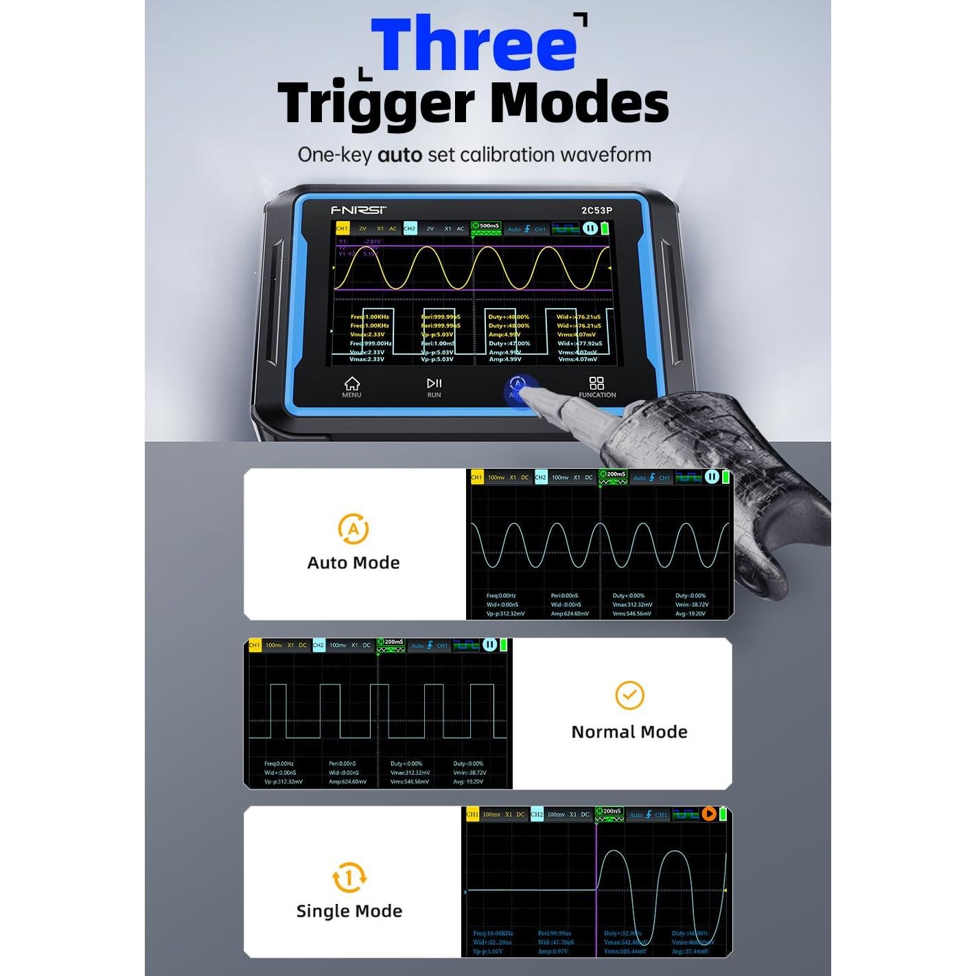 Osciloscopio Digital FNIRSI 2C53P 3en1 50MHz 250Ms/s
