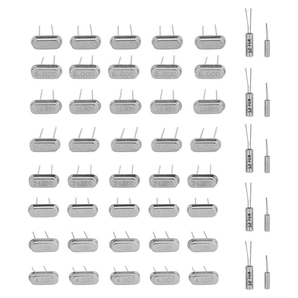 Kit de Osciladores de Cristal de Cuarzo Yencoly 50pcs 32.768KHz-24MHz