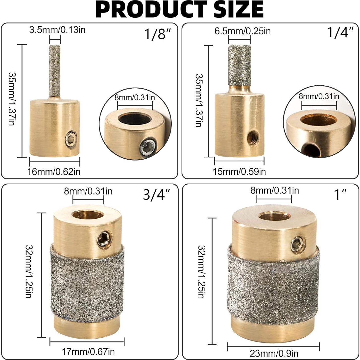 Conjunto de 4 Puntas de Moldeo de Vidrio Hedume - Diamante 25.4mm a 3.175mm