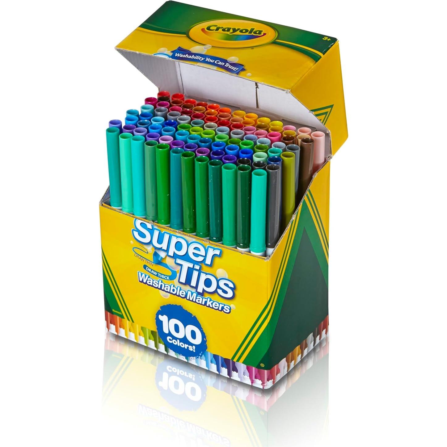 Marcadores Crayola Super Tips 100ct Lavables Multicolor