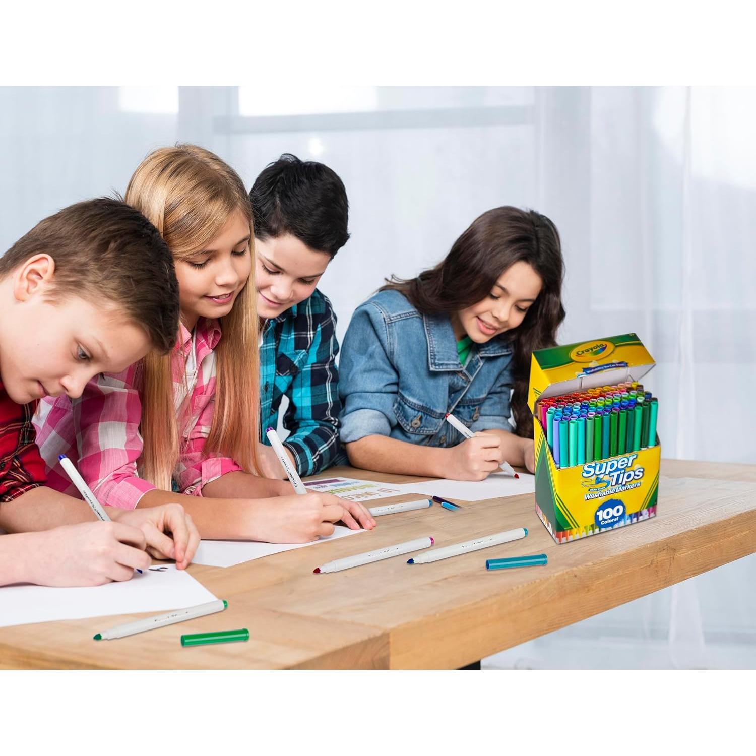 Marcadores Crayola Super Tips 100ct Lavables Multicolor