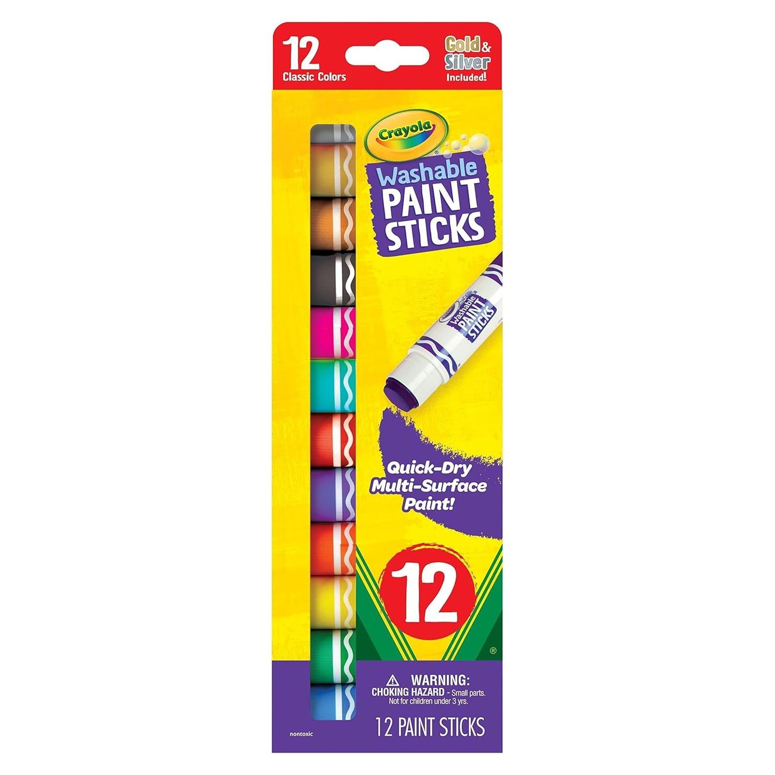 Crayola Palitos de Pintura Lavables 12 Colores Secado Rápido