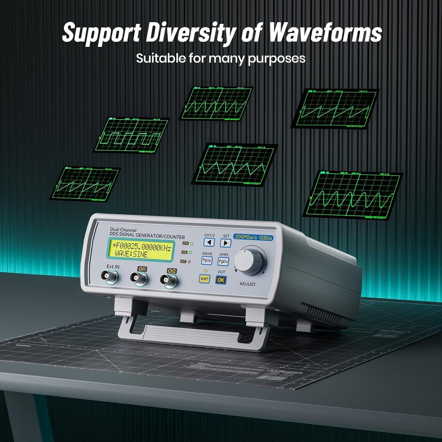 Generador de Señal Seesii 5200A Doble Canal 25MHz 200MSa/s