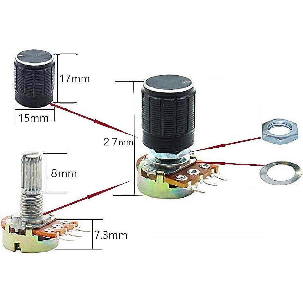 Juego de 10 Potenciómetros Rotativos 10K con Tuercas y Arandelas