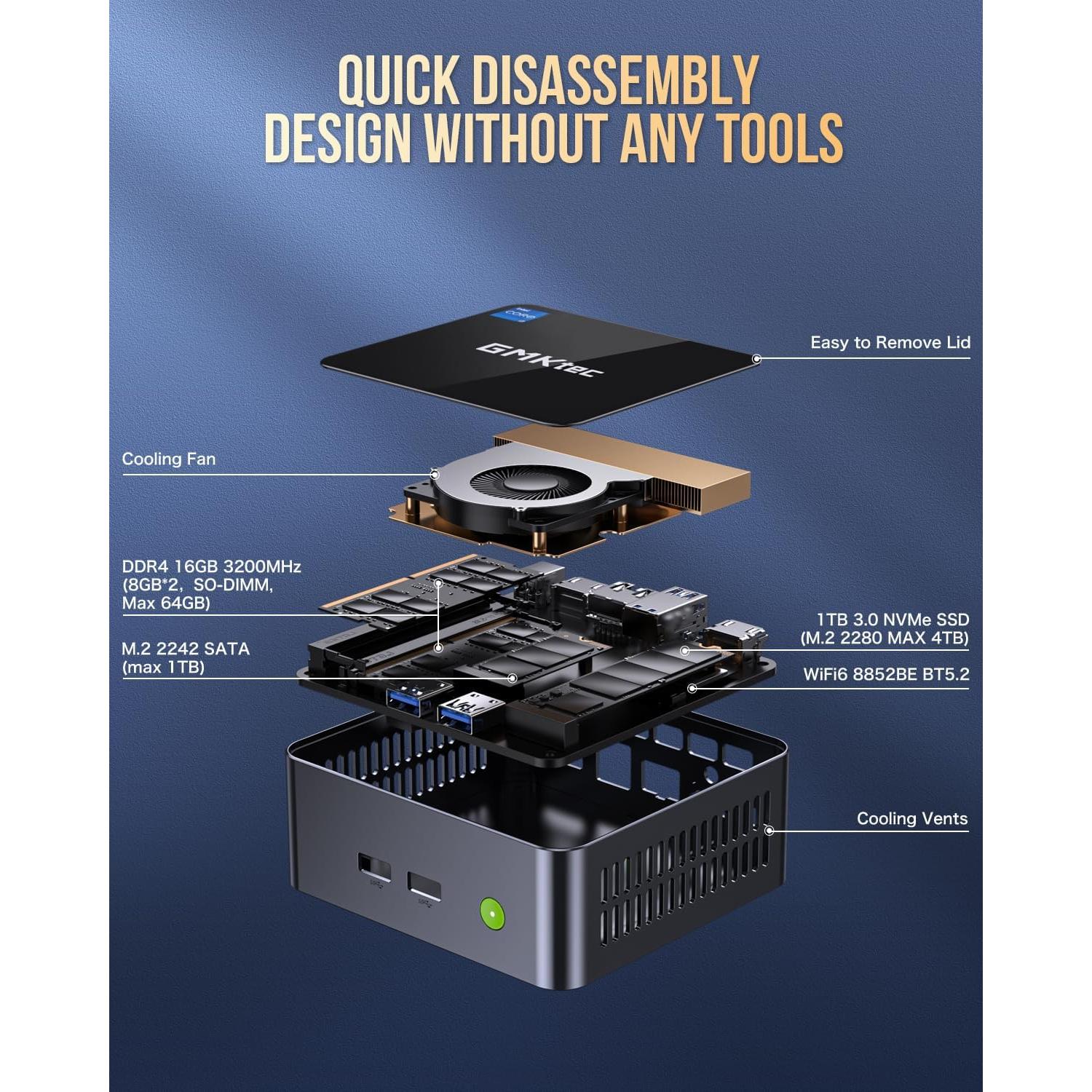 Mini PC GMKtec Nucbox M2 Pro i7 16GB 1TB SSD 4K
