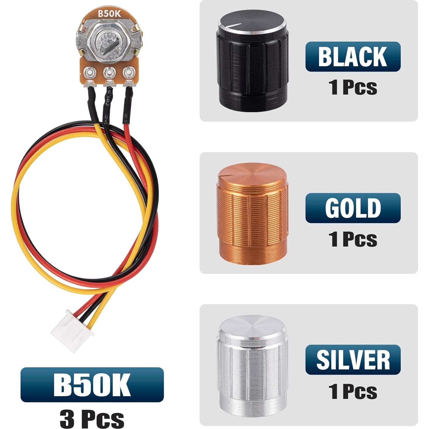 Potenciómetro Rotativo ALLECIN WH148 50K 3 Pines con Perillas