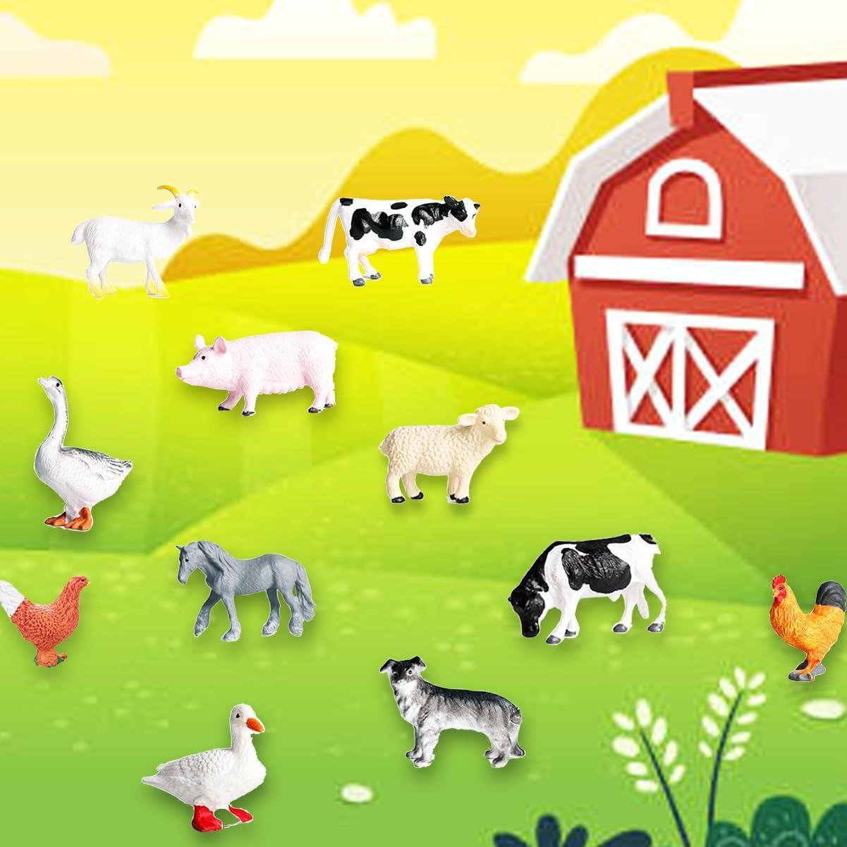 RUSON Set 12 Figuras de Animales de Granja Realistas