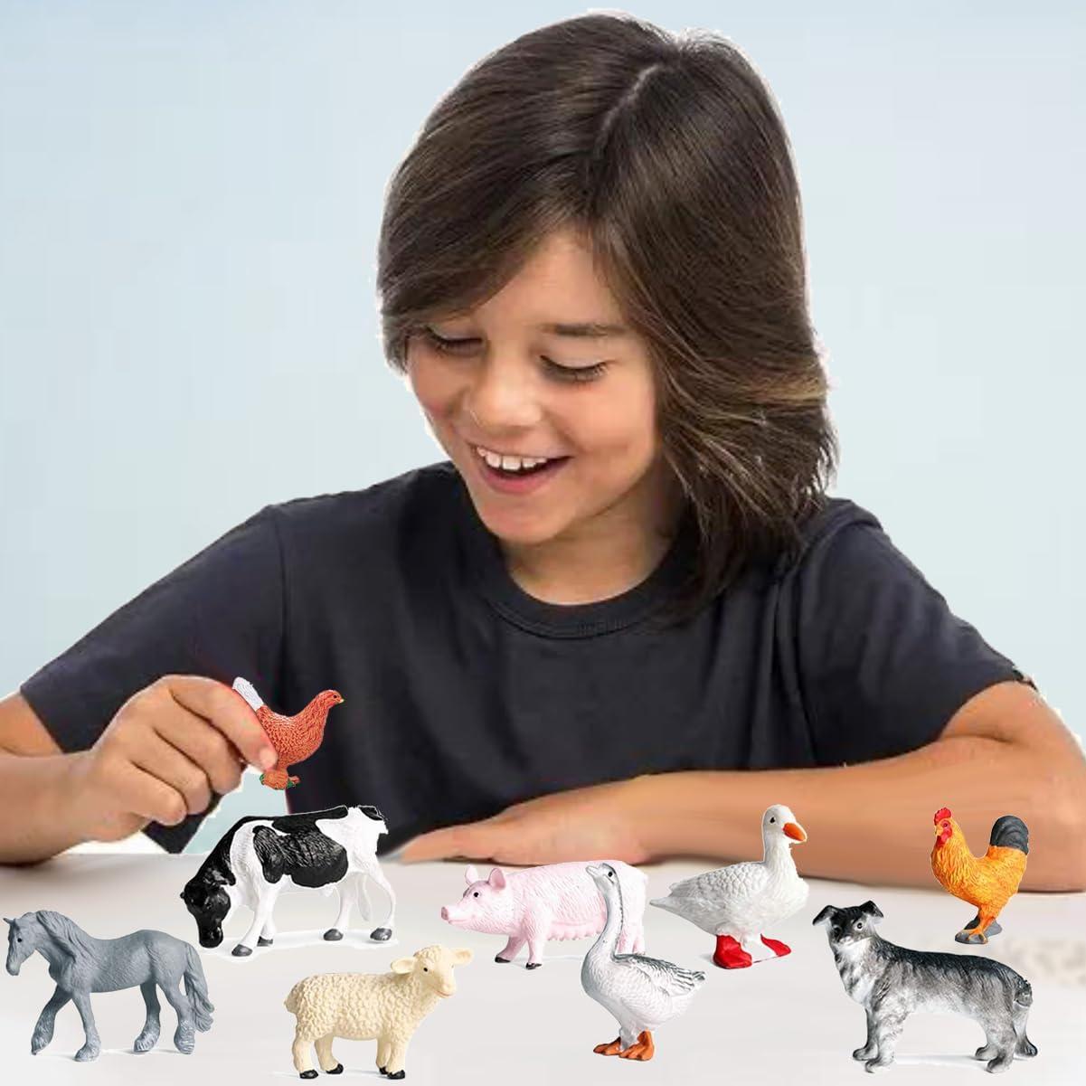 RUSON Set 12 Figuras de Animales de Granja Realistas