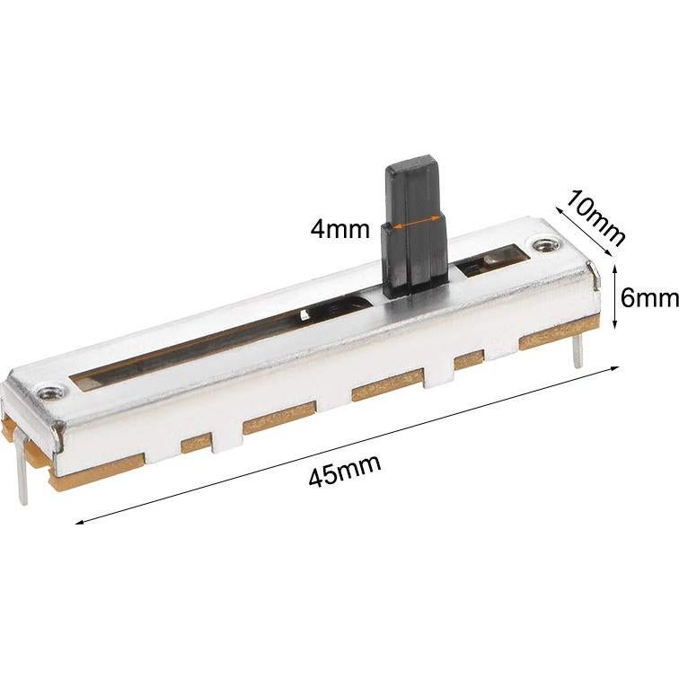 5 Potenciómetros Lineales uxcell B10K 45mm para Mezclador