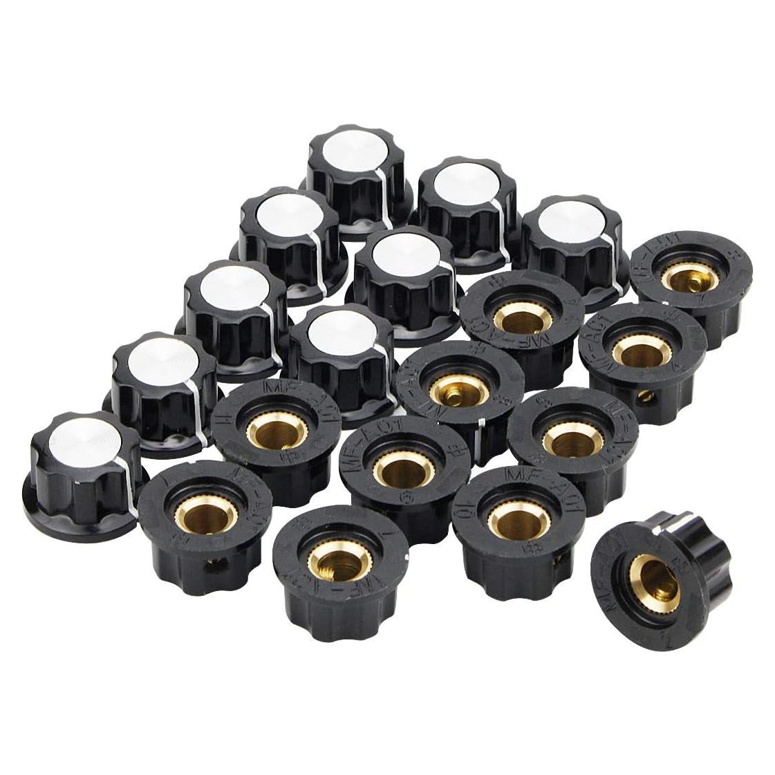 Perillas Rotativas de Potenciómetro Plateadas 20 Pcs 6mm