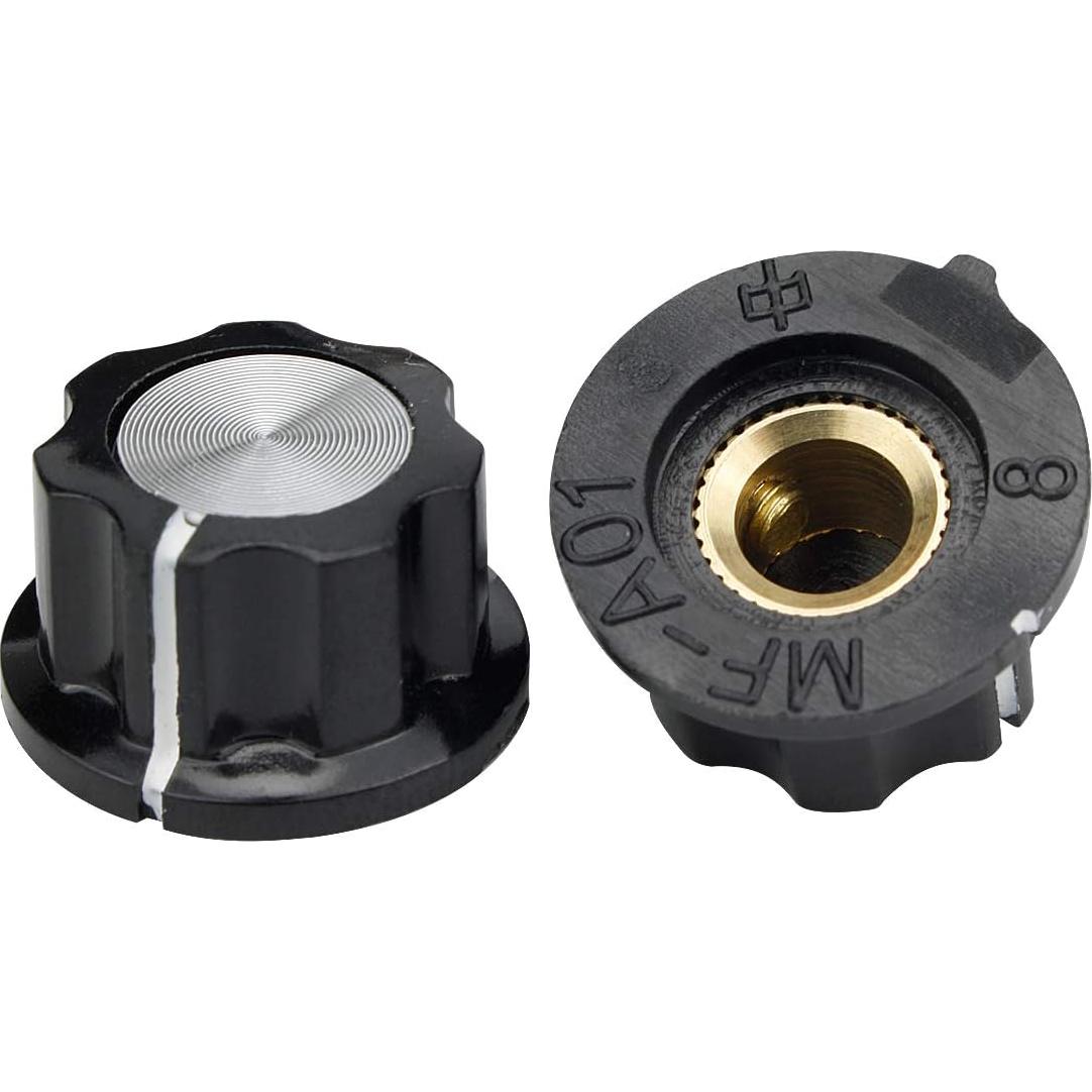 Perillas Rotativas de Potenciómetro Plateadas 20 Pcs 6mm