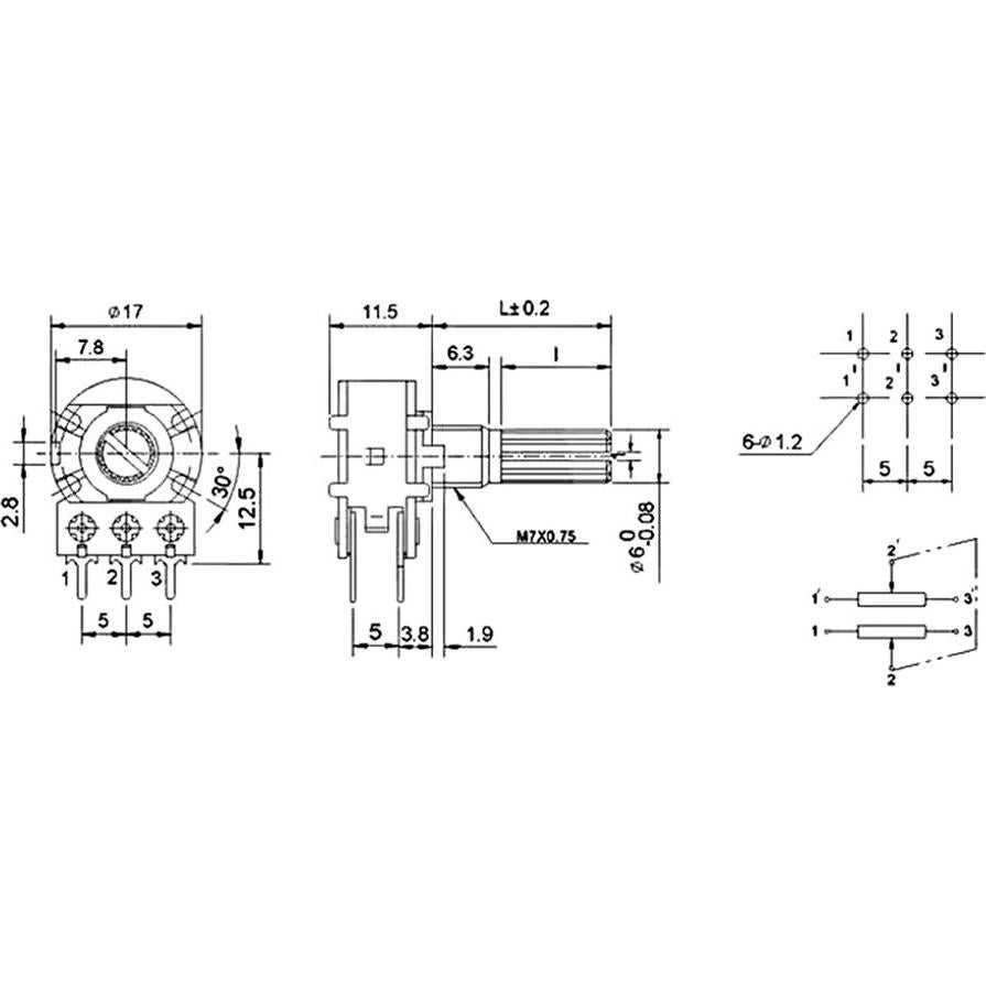 Kit 20 Potenciómetros Lineales Rotativos B10K CenryKay