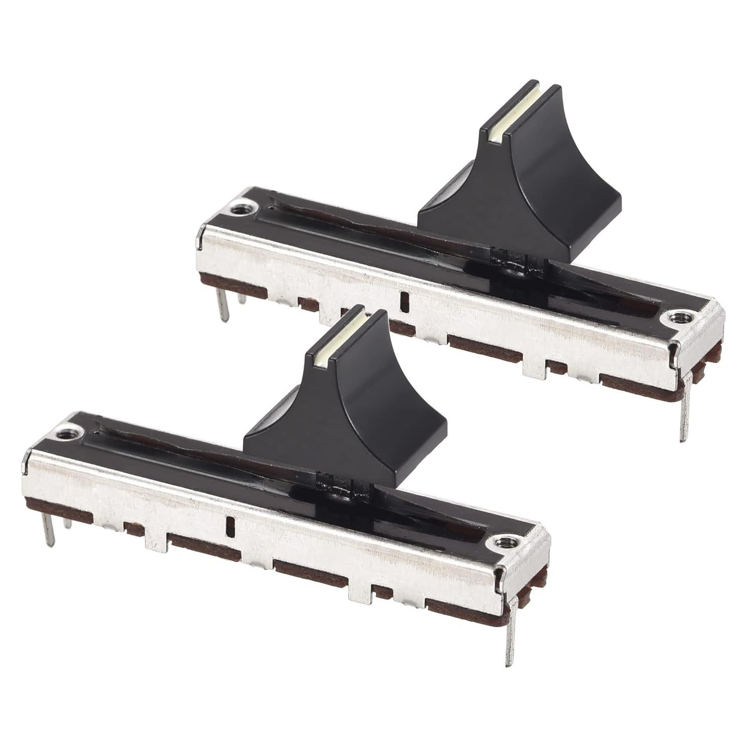 Potenciómetros Lineales uxcell B10K 45mm con Perillas Negras 2pcs