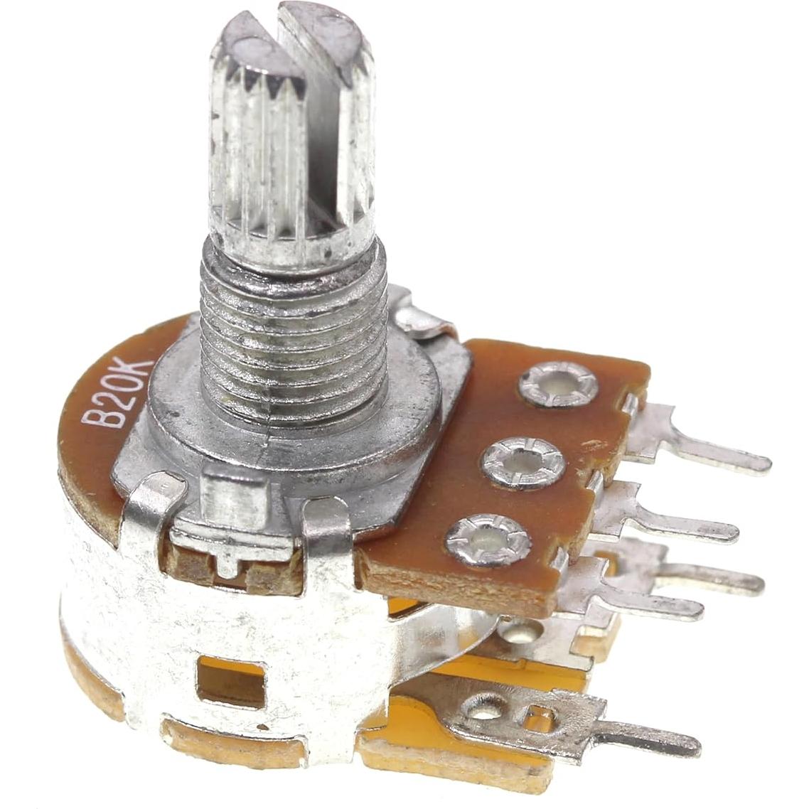 Paquete de 10 Potenciómetros B20K Horizontal 5 Pines 20K Ohm