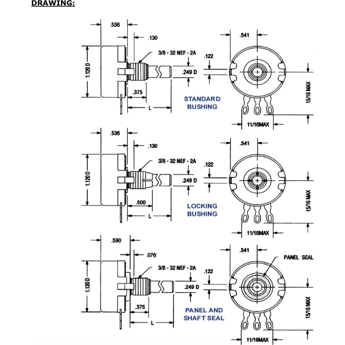 Potenciómetro 5K Ohm Precision Electronics 2W 6.35mm